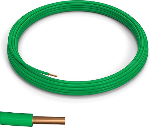 25 Feet (7.5 Meter) - Insulated Solid Copper THHN/THWN Wire - 10 AWG, Wire is Made in The USA, Residential, Commerical, Industrial, Grounding, Electrical Rated for 600 Volts - in Green