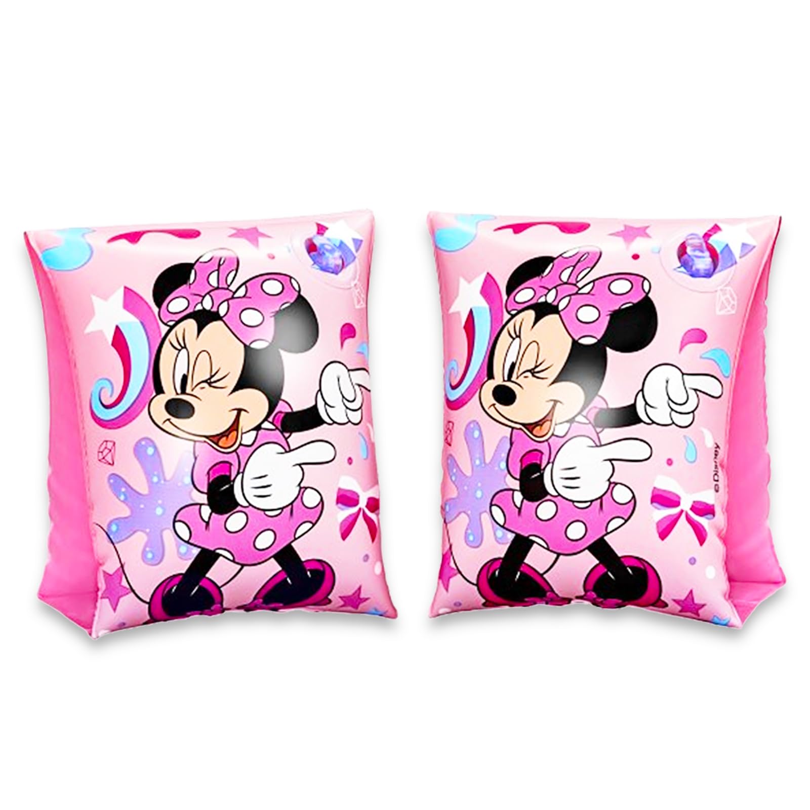 Disney Juego de juguetes de playa de Minnie Mouse, 6 piezas de juguetes de piscina de Disney con pelota de playa de Minnie, flotadores de brazo, gafas y bolsa de mano y más
