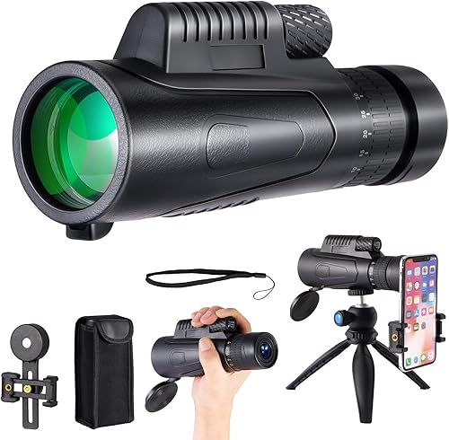 Telescopio monocular de 10-30x50 de alta potencia para adultos y niños con adaptador para teléfono inteligente, trípode correa de mano, prisma BAK-4