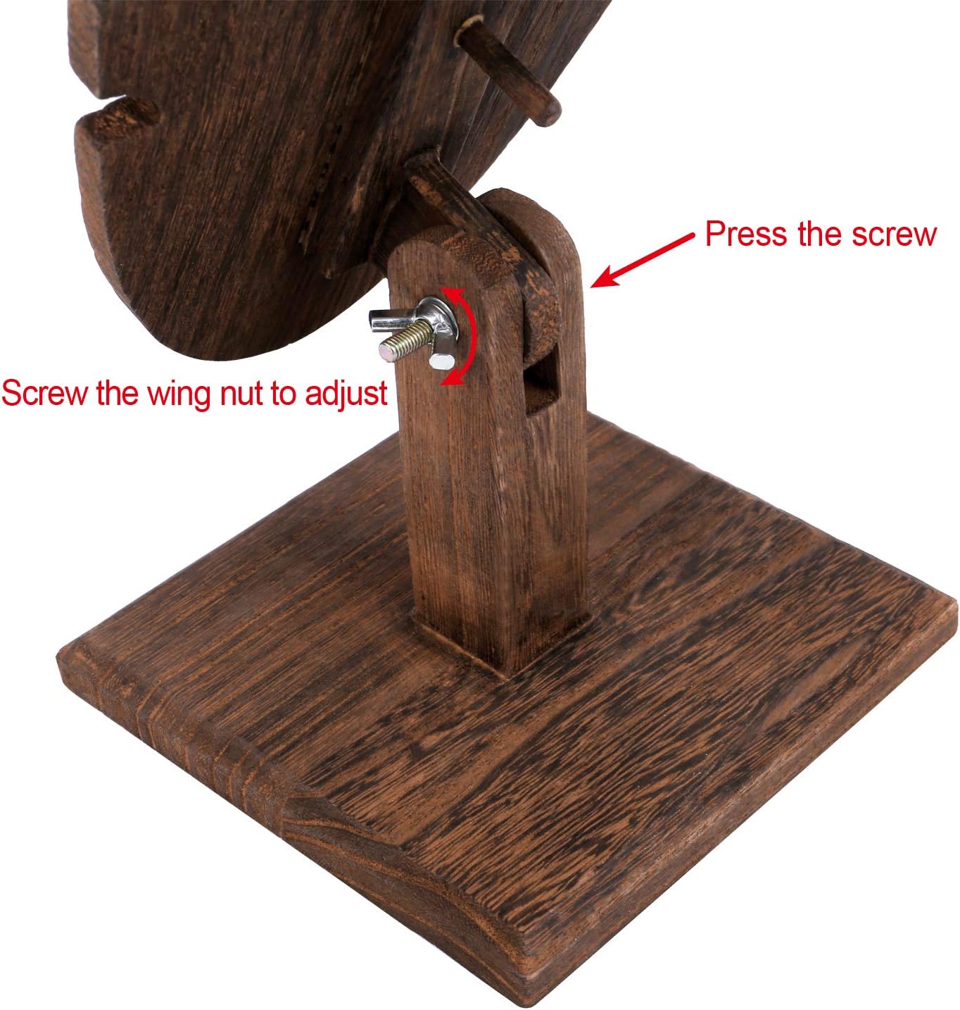 MOOCA Wooden Freestanding Necklace Easel Display Stand - Adjustable Slope Jewelry Showcase Holder for 6 Necklaces, Brown Color - Image 3