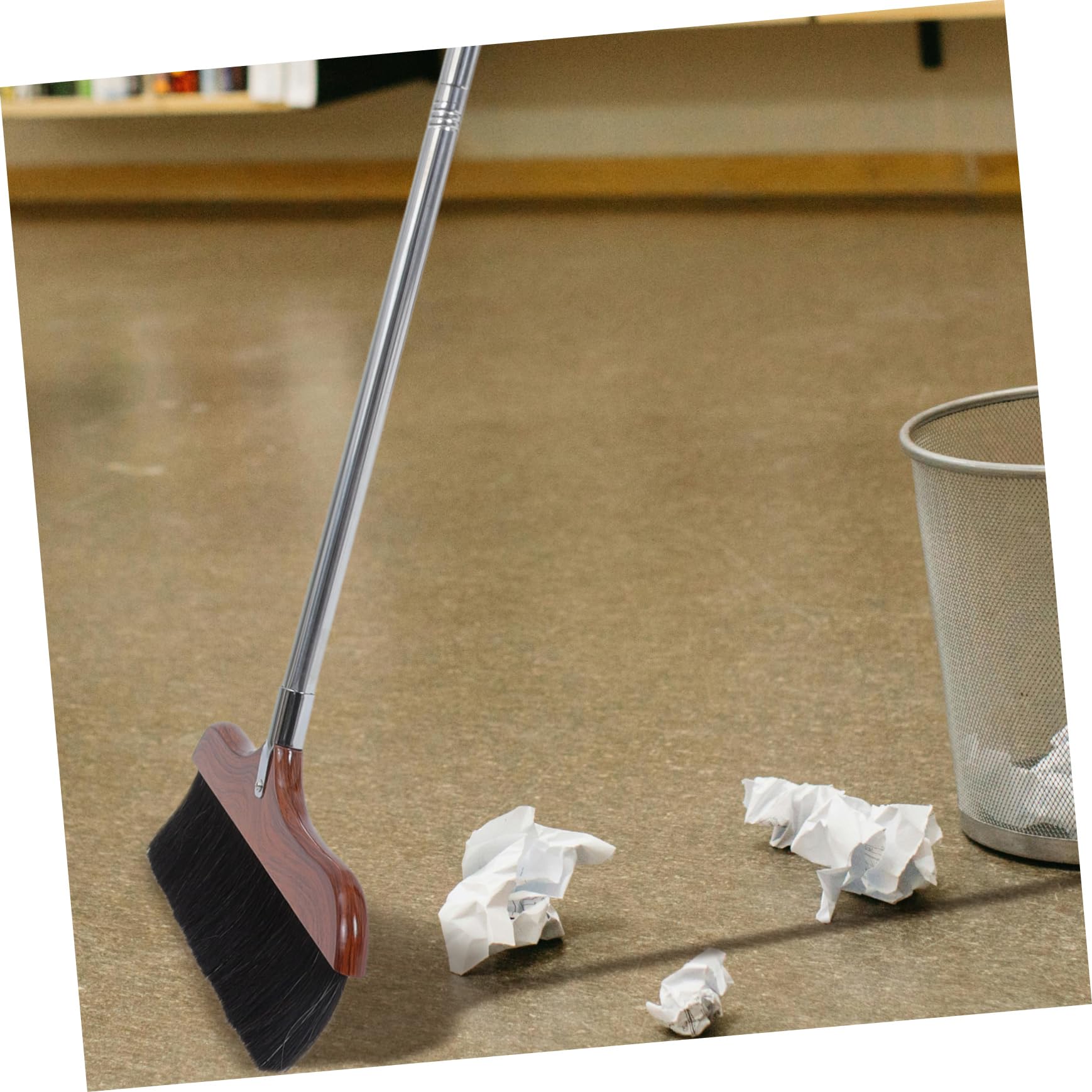 OUNONA Spazzola Manico per Pulizia Pavimenti Strumento da Esterno e Interno Scopa Spinta Crine di Cavallo Morbido per Rimozione Sporco su Legno Linoleum Piastrelle