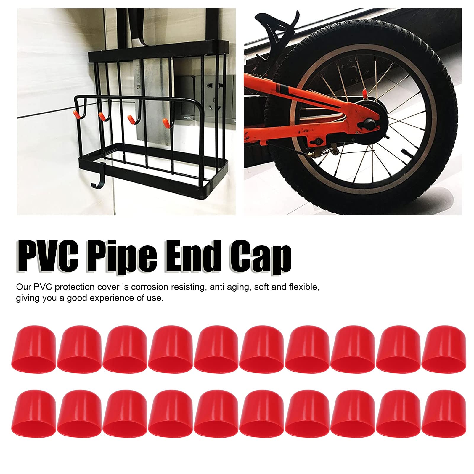 20Pcs PVC Protection Cap, Flame Retardant, Red Elastic Thread End Cap for Hydraulic Pipe Joints, Excessive Joints, Cylinders, Valves, etc (20mm)