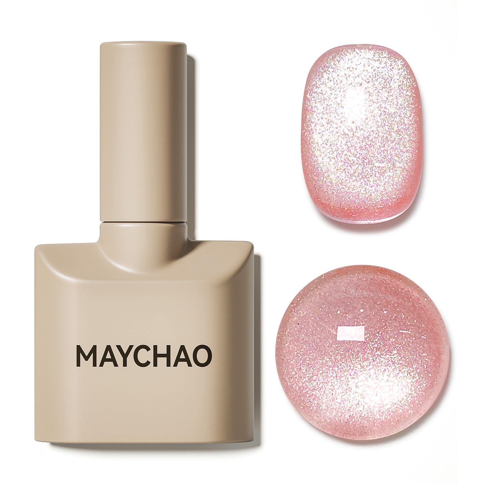MAYCHAO15ML Cat Eye Gel Nail Polish 1Pc Jelly Pink Magnetic Nail Polish with Magnet Soak off Holographic Cat Eye Gel Polish for Nail Art Manicure Salon DIY at Home