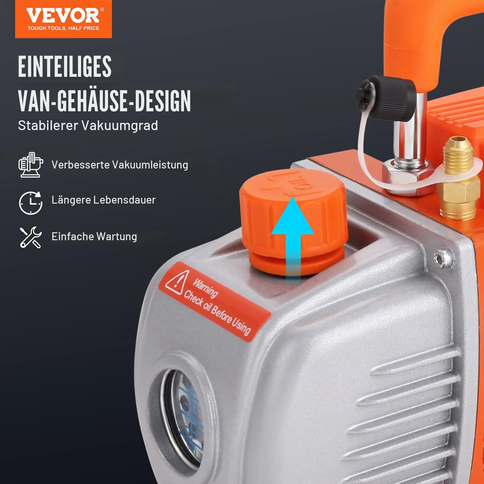 VEVOR Vakuumpumpe mit 19L Vakuumkammer 100L/min Unterdruckpumpe 150W AC 220V/50HZ 1440U/min 5pa 250ml-Ölkapazität HVAC-Vakuumgeräte Kühlvakuumpumpe für Holzstabilisierung Harzentgasung