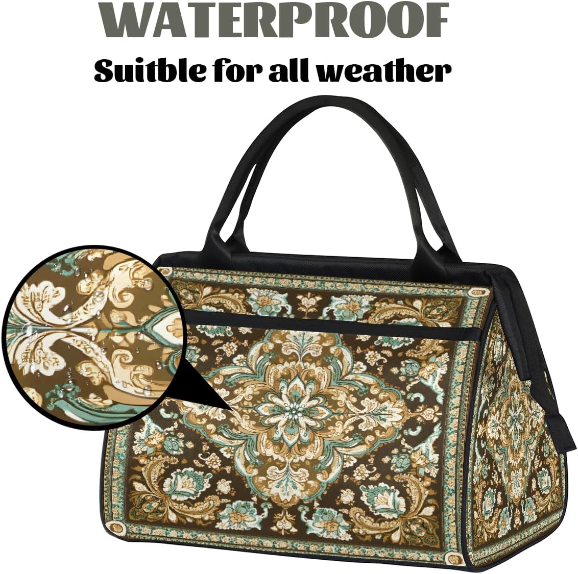 Overnight Weekender Bag for Men Women,Vintage Carpet Texture Travel Duffel Bag Waterproof Carry On Sports Gym Bags Luggage for Traveling Yoga Camping Airplane Hospital,A-24 image 4