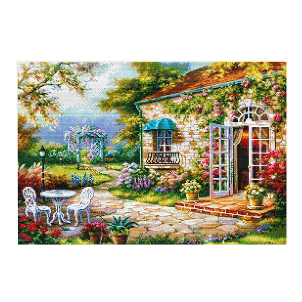 LOOM TREE® Stamped Cross Stitch Kit 11CT Embroidery Cloth Pre-Printed Garden House Pattern DIY Needle Crafts for Adults Beginners| Needlecrafts & Yarn | Embroidery & Cross Stitch | Hand Embroidery Kits | Cross Stitch Kits-image-27