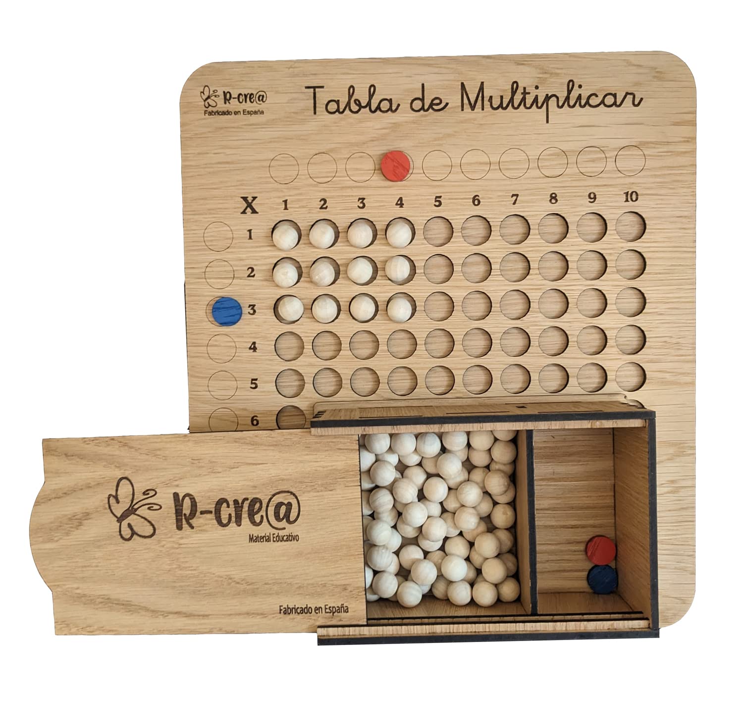 Tabla de Multiplicar Montessori | Aprendizaje Divertido y Sensorial | Ideal para Niños Edad Escolar | Juego Educativo de Madera para Potenciar el Cálculo y la Memoria | Método Montessori