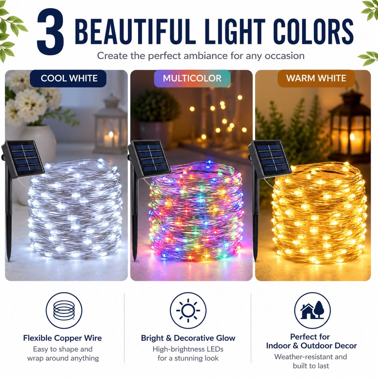 Hiseng Guirlande Lumineuse Exterieure Solaire, LED Solaire Extérieur Pour Deco Jardin Terrasse Balcon, Guirlande Guinguette Étanche 8 Modes Éclairage Pour Camping Fête (Couleur,100M)