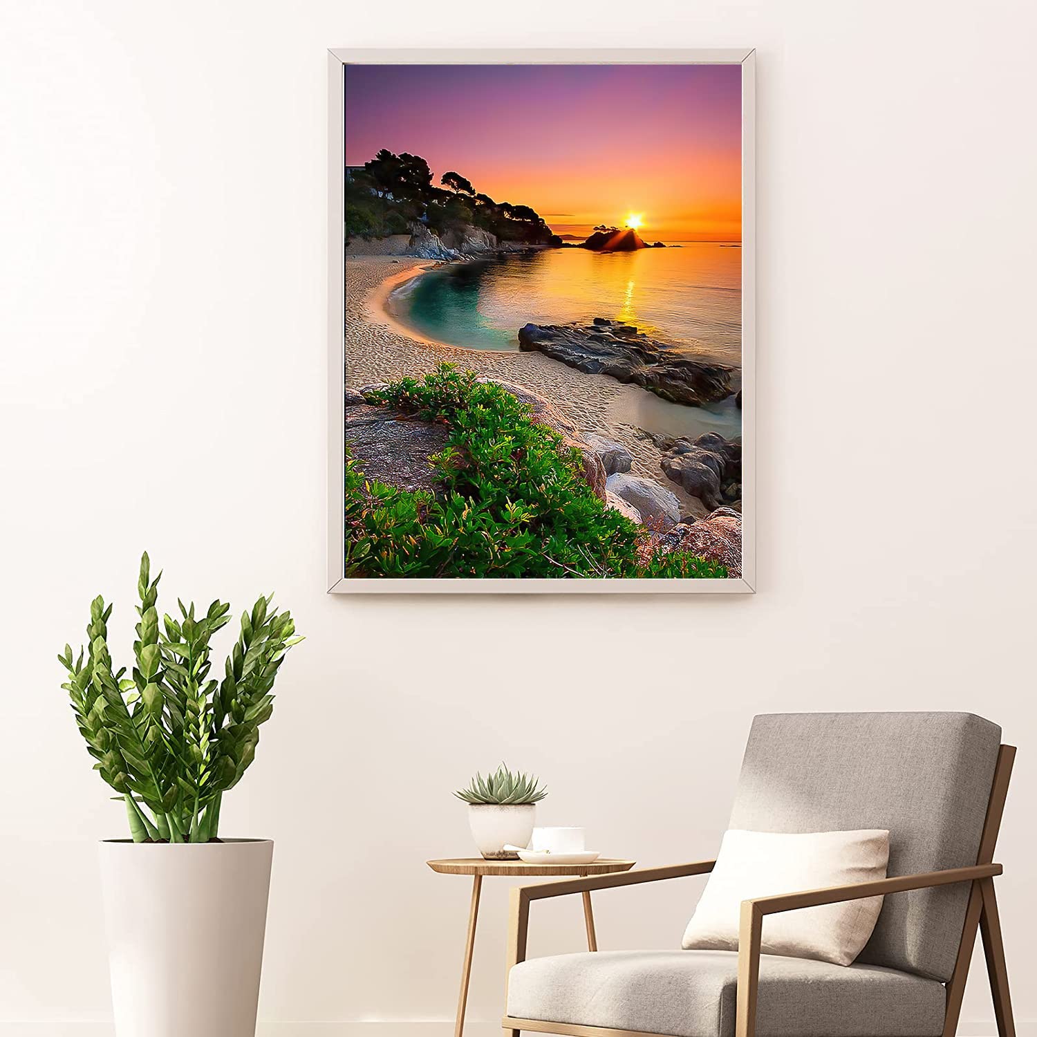 Hjjdiyes Malen Nach Zahlen – Landschaft Sonnenaufgang, 40x50 Cm, Inkl. Acrylfarben & 4 Pinsel, Geschenk Für Erwachsene