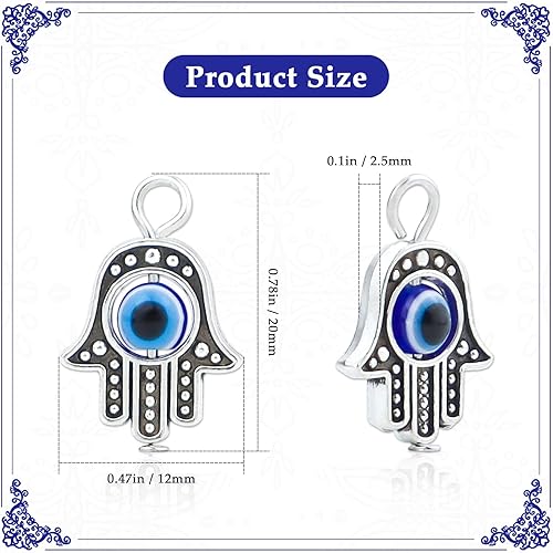 Miniatura 2 de 30 cuentas de plata antigua Hamsa mano mal de ojo de Fátima, abalorios de mano de Hamsa, abalorios de marco para hacer joyas, hallazgos de