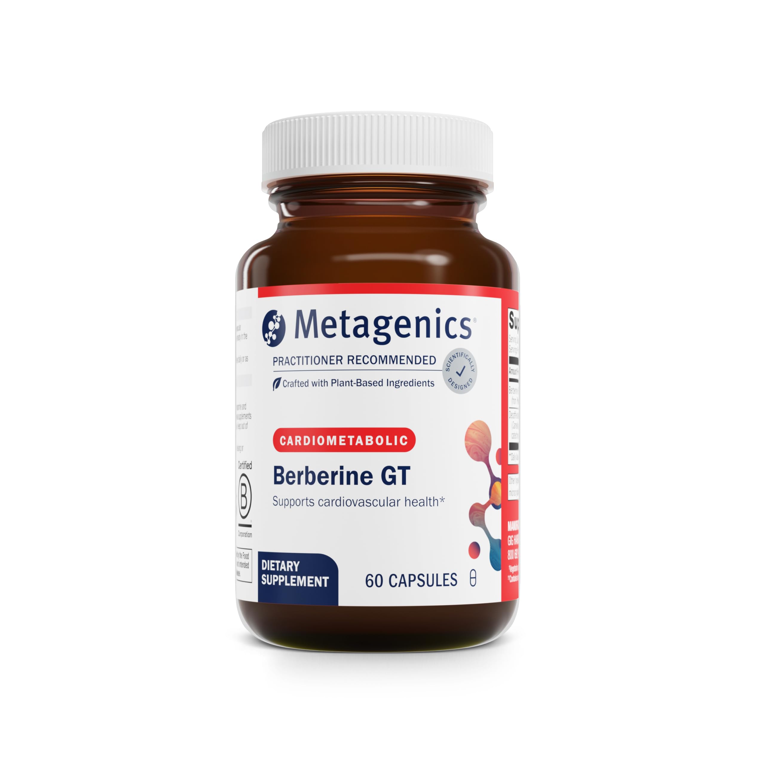 Metagenics Berberine GT - 500 mg Berberine HCl - Supports Heart Health & Carbohydrate Metabolism* - Non-GMO & Gluten-Free - 60 Count