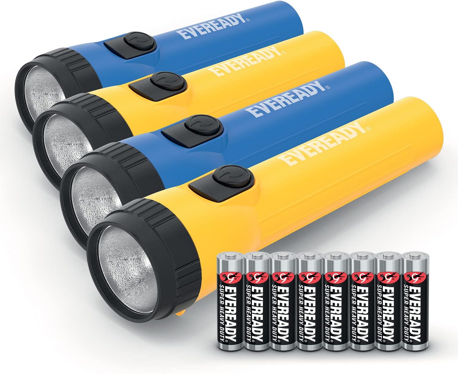 – Eveready LED Torch, Super Bright Flashlight, Water Resistant, Camping Emergency Light, Pack of 4, Batteries Included, Adjustable Beam, Durable Design