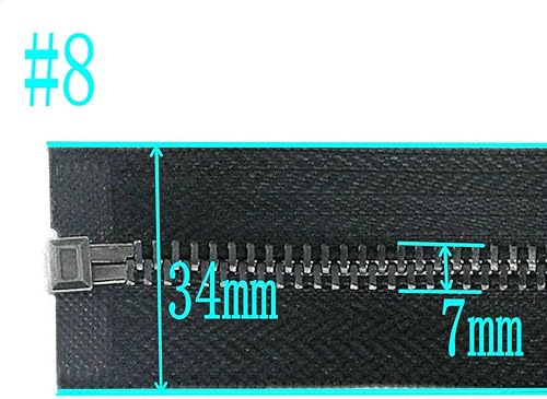 Miniatura 2 de Leekayer #8 Chaqueta separadora de 30 pulgadas con cremallera de níquel negro, 29.9 in, cremallera de metal resistente para chaquetas, abrigos de