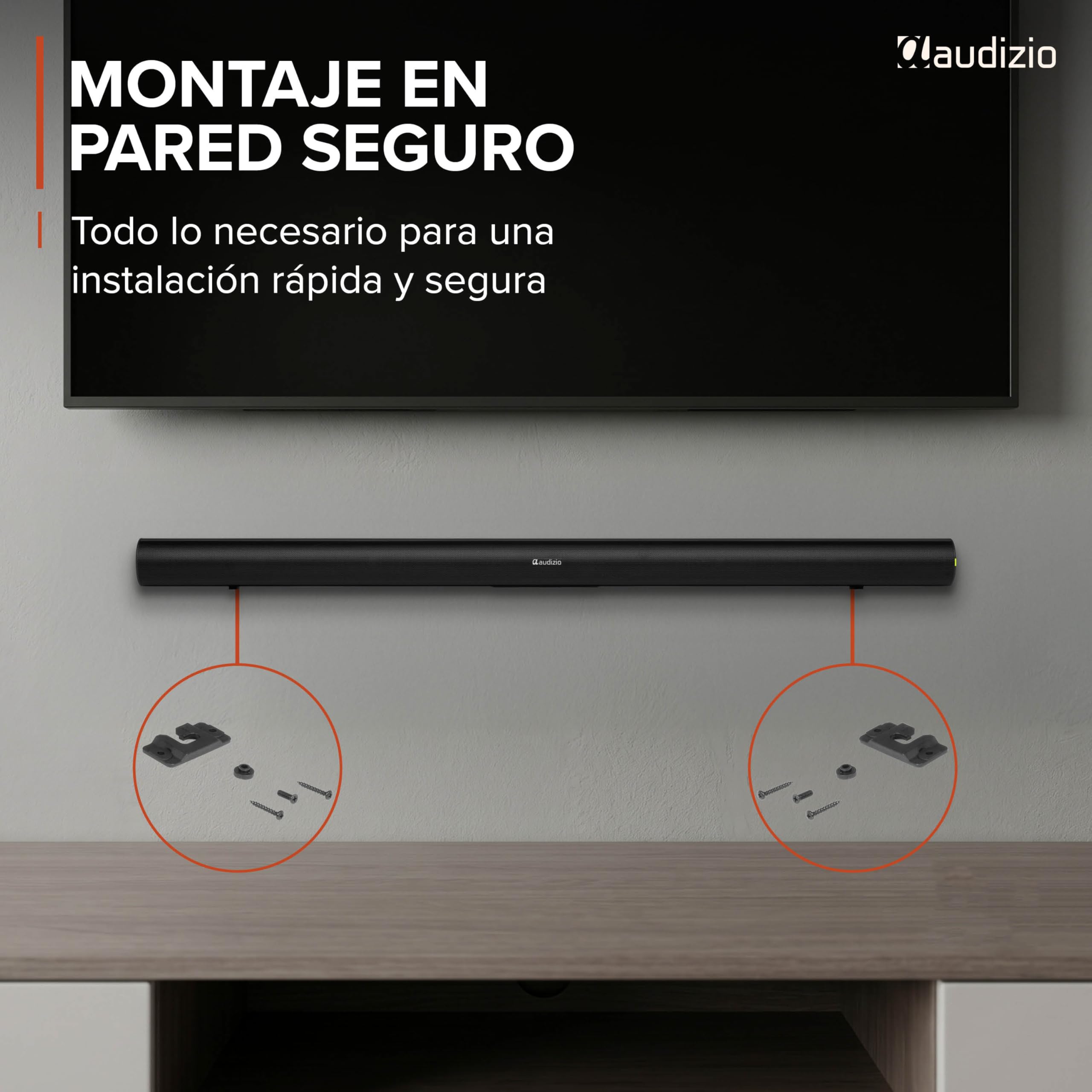 Audizio SB96WS – Barra de Sonido 180W con subwoofer inalámbrico 6,5”, HDMI ARC, Bluetooth 5.3, USB, óptica y AUX, soundbar 90 cm para TV, Color Negro