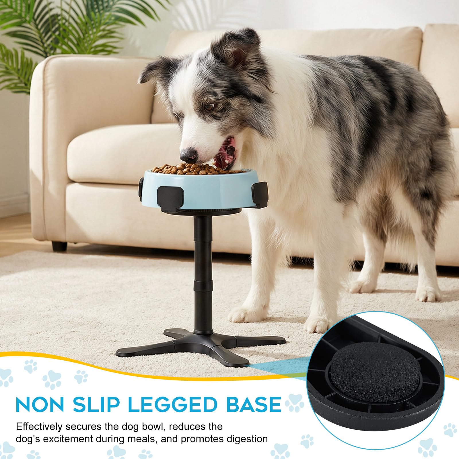 Soporte de Comedero Perro Elevado, 14-34 cm Comedero Alto Perro de 3 Altura Ajustable, Antideslizante Comedero Perros para Grande Mediano Pequeño, Perros Accesorios Que Protegen la Columna Vertebral