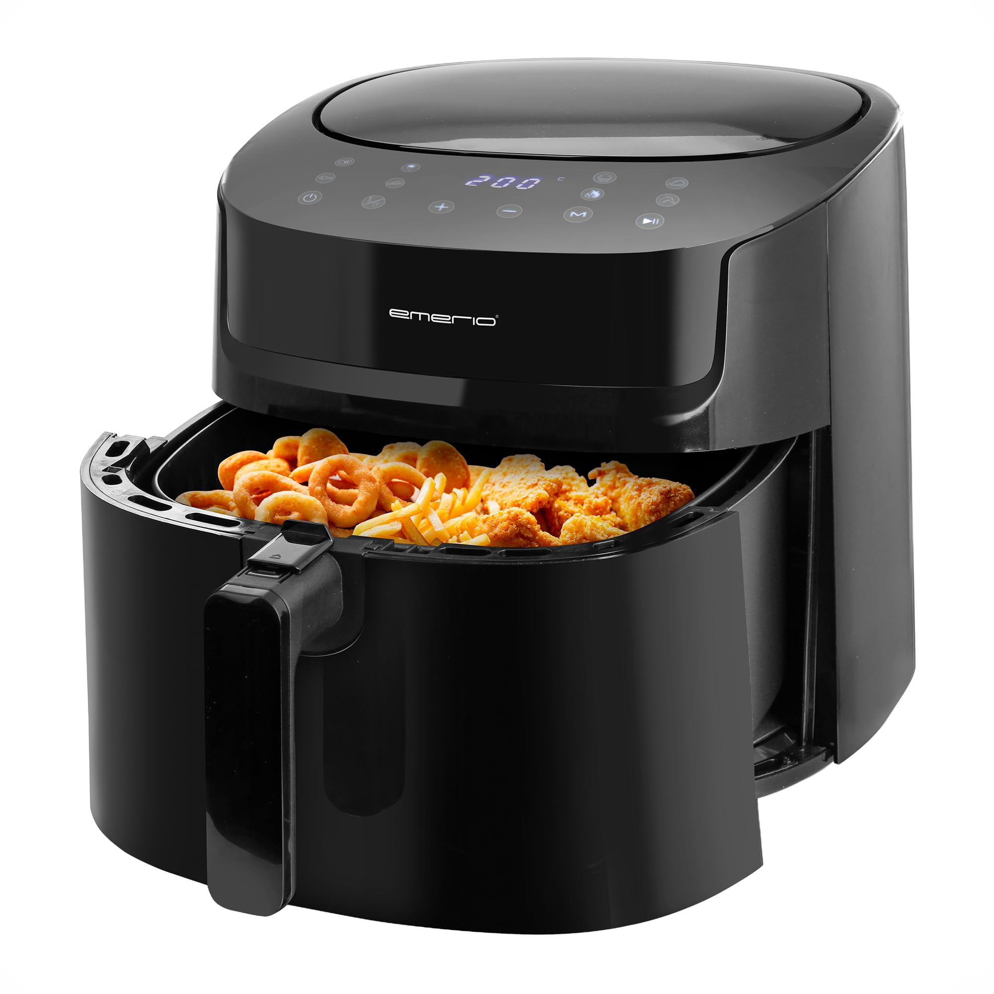 Emerio riesige digitale Heißluftfritteuse, TOP AirFryer, Frittieren ohne zusätzliches Öl, 7.2 Liter Volumen, 8 Automatik Programme, Cool Touch, BPA frei, schnelle Aufheizung, 1800 Watt, AF-129622.1