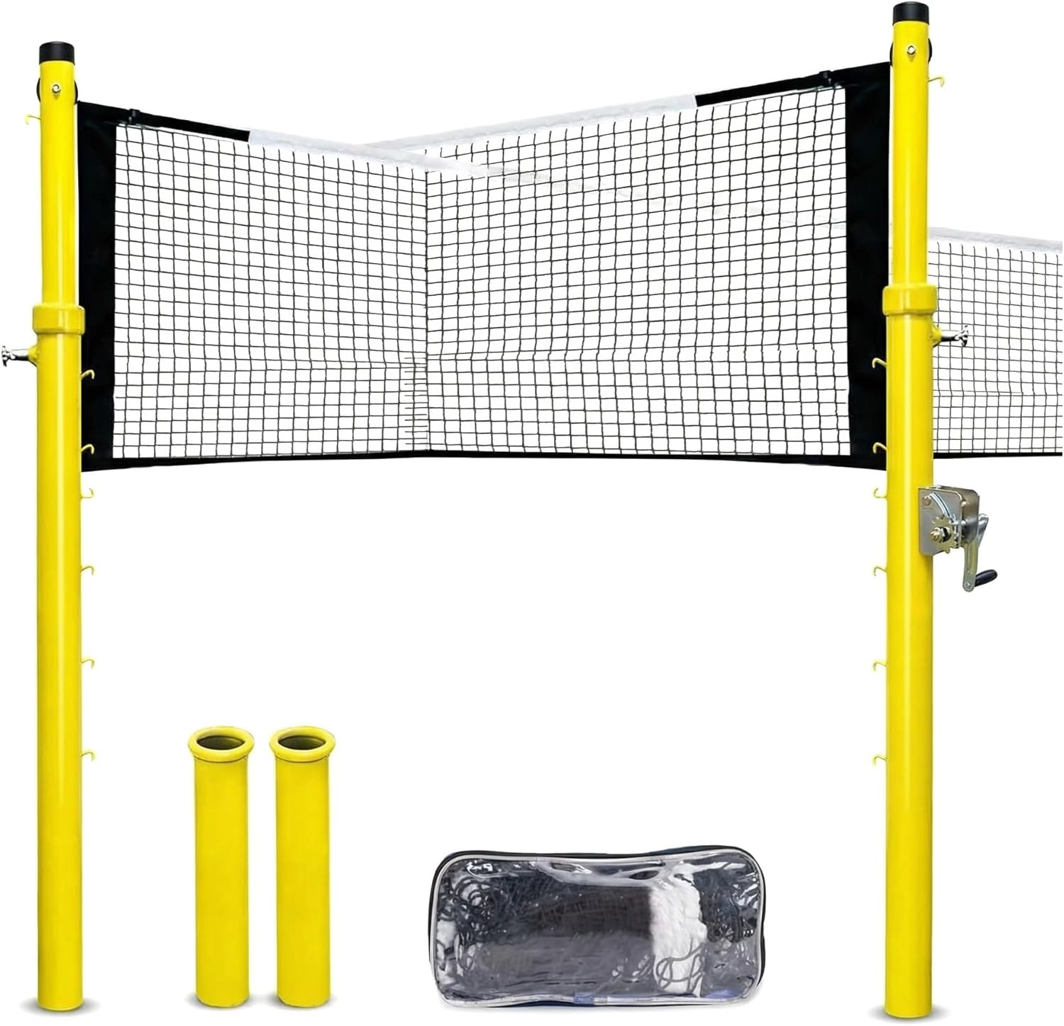 Professional Adjustable Volleyball & Badminton Net Set with Steel Base – Height-Adjustable Sports Poles for Indoor & Outdoor Use, Perfect for Gym & Park