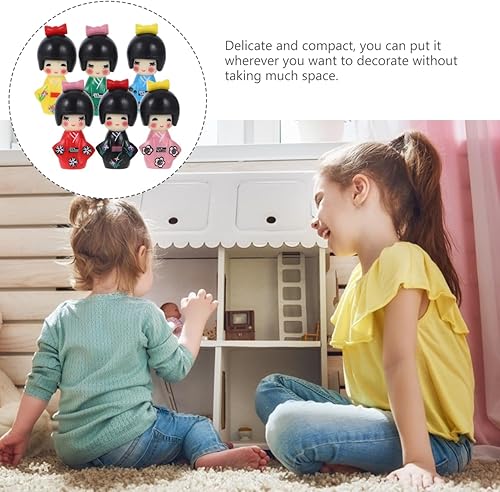 Miniatura 4 de Didiseaon 6 piezas de miniaturas japonesas Kimono Muñecas Ornamento Mini Adorno de Resina para el Hogar Restaurante Dormitorio Decoración de