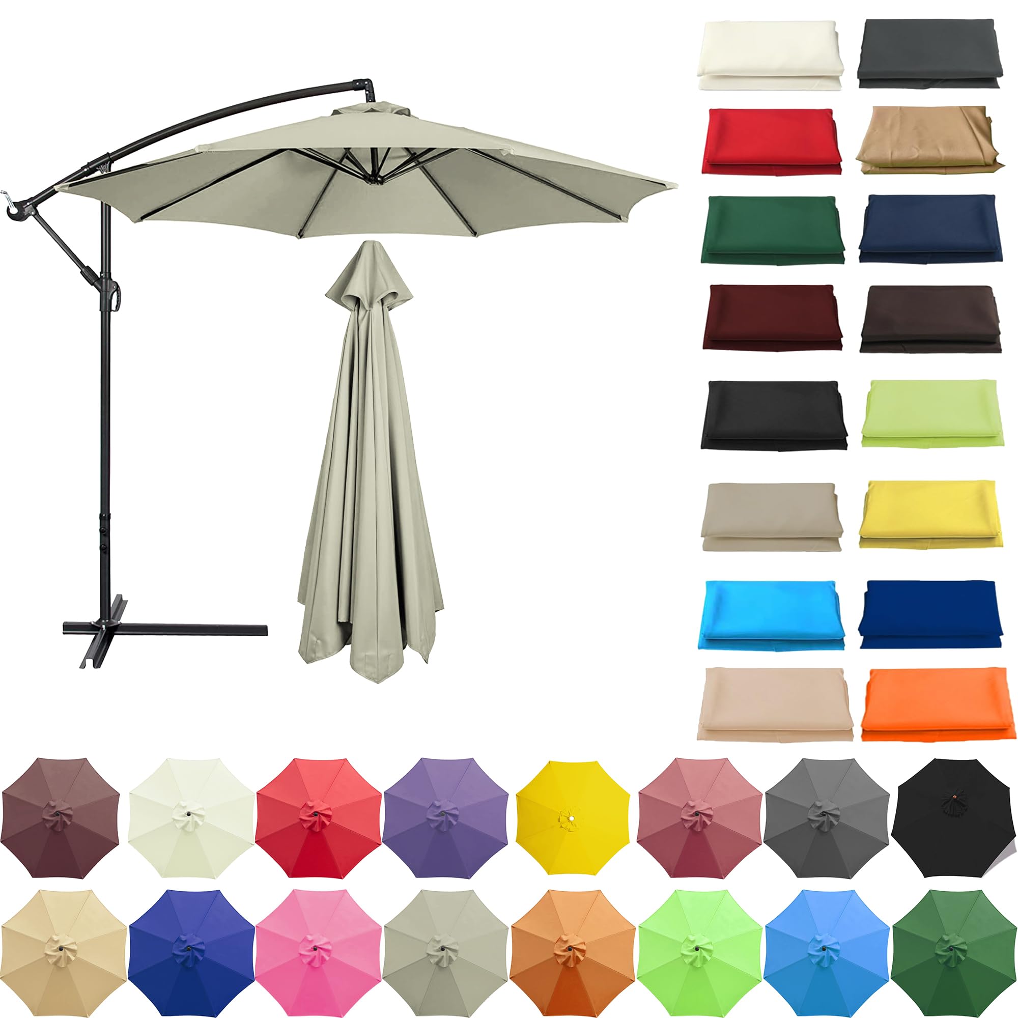 QUIYAEZY Replacement Garden Parasol Canvas 6/8 Ribs Replacement Canopy For Parasol Umbrella Replacement Cloth 2/2.3/2.5/2.7/3/3.50m Replacement Parasol Canopy Waterproof Garden Umbrella Parasol
