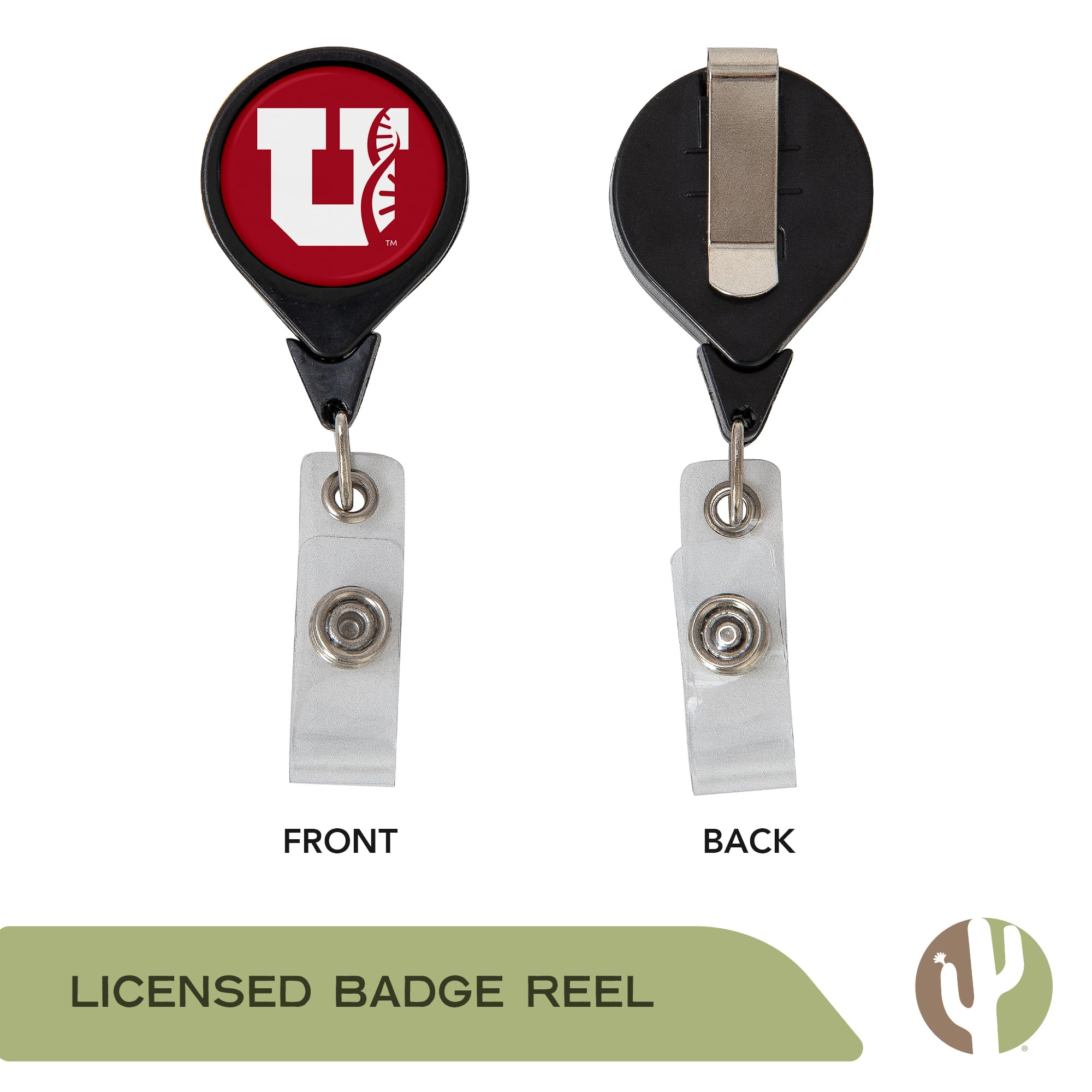 Desert Cactus University of Utah Health Retractable Badge Holder ID Reel with Ticket Clip for Lanyard, Work, School & Office Access