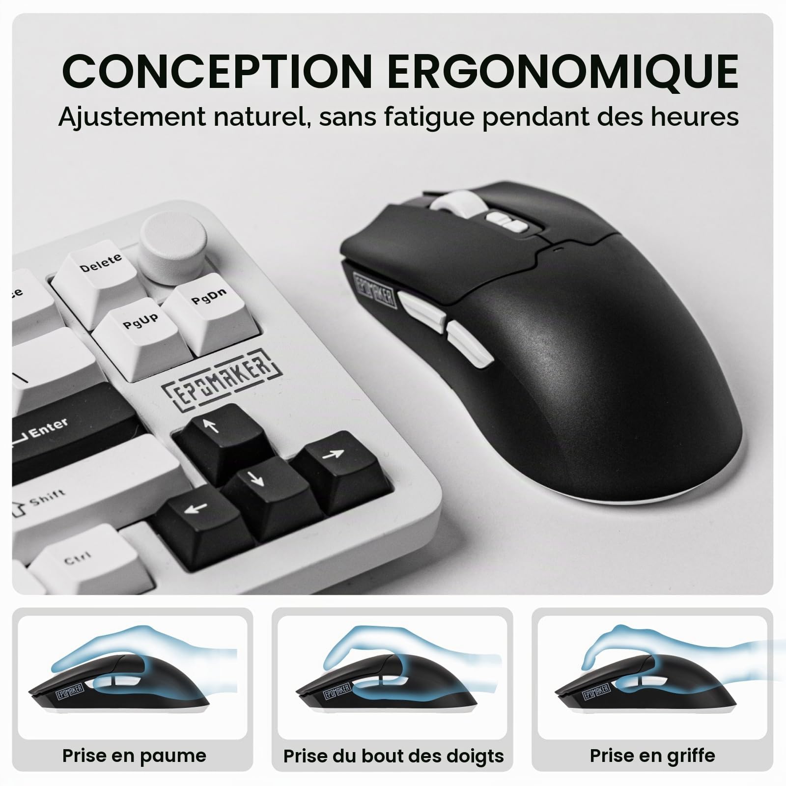 EPOMAKER Click Lite Souris de Jeu sans Fil, DPI Réglable 800 à 12 000