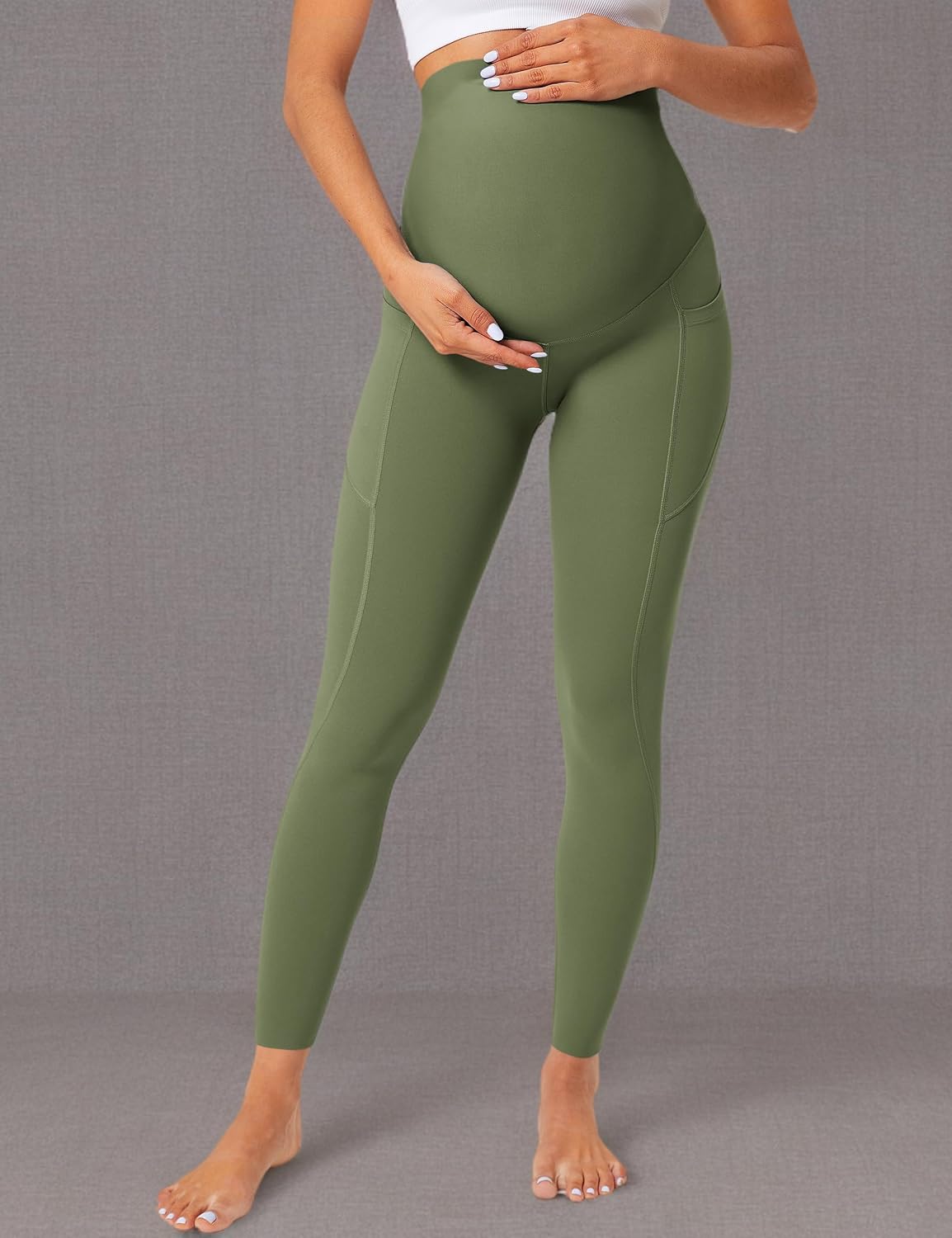 BONVIGOR Nudi Maternity Leggings Over The Belly Pregnancy Leggings with Pockets Workout Activewear Yoga Pants - Image 7