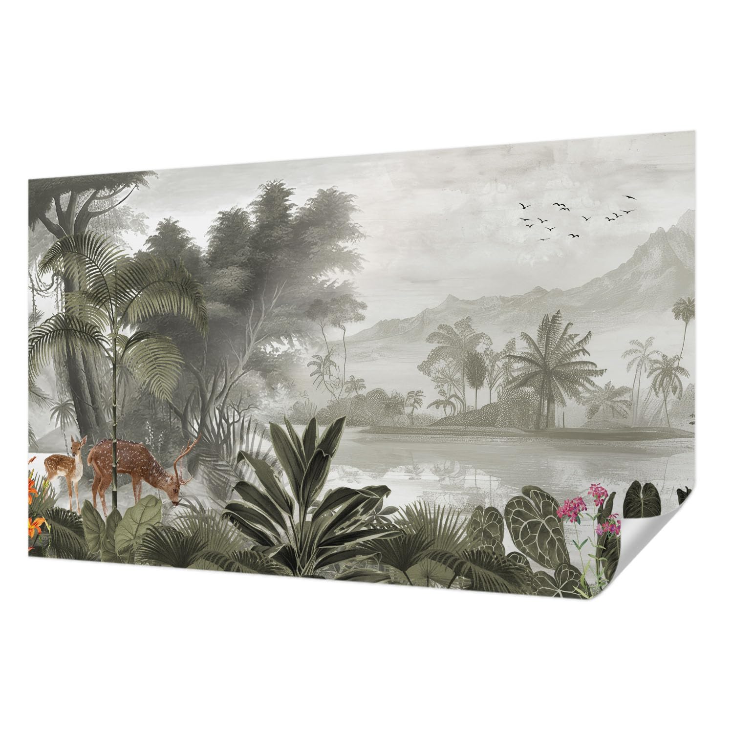 Papier peint tropical 416x254 lavable pour rénover une chambre coucher facilement