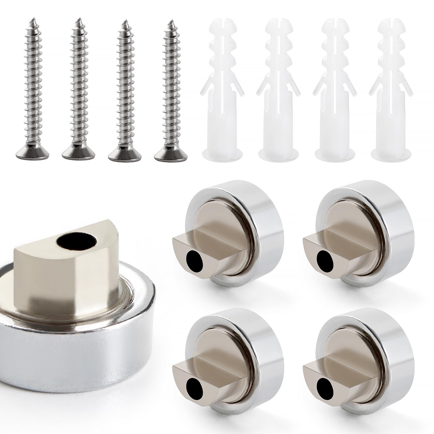 YIXISI 4 PCS 6-7 mm Mirror Clips Round Glass Clamp, Zinc Alloy Glass Clip, Bathroom Mirror Clips, with Plugs and Screws