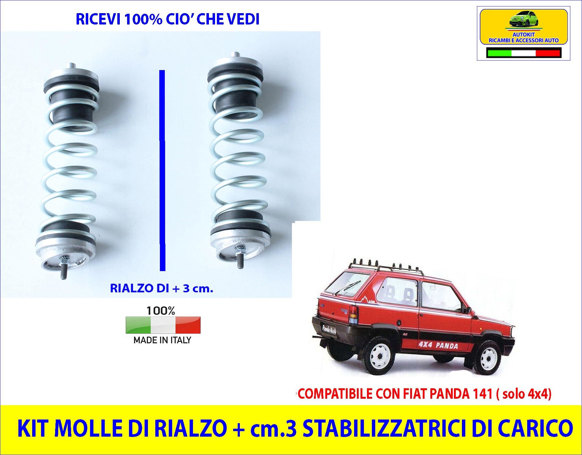 Generico Kit Molle Posteriori Sovraccarico Stabilizzatrici di Carico Specifici COMPATIBILI con Panda (Solo 4x4) Modello 141 Prodotte dal 1986 al 2003-0305
