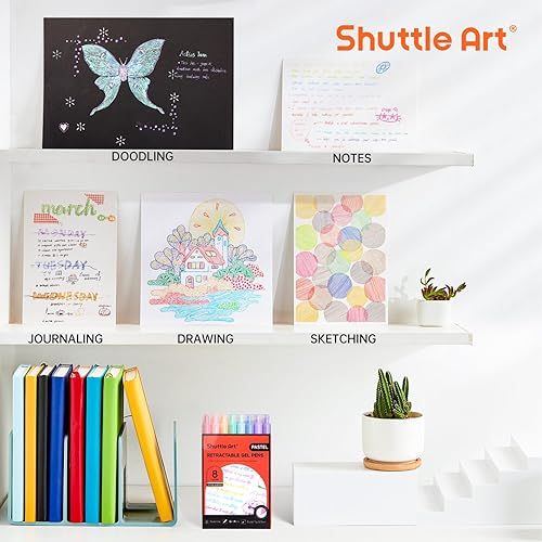 Vista 46 de Shuttle Art Bolígrafos retráctiles de tinta de gel pastel, paquete de 11 bolígrafos de tinta negra, bonitos bolígrafos de 0.020 in de punta fina 11