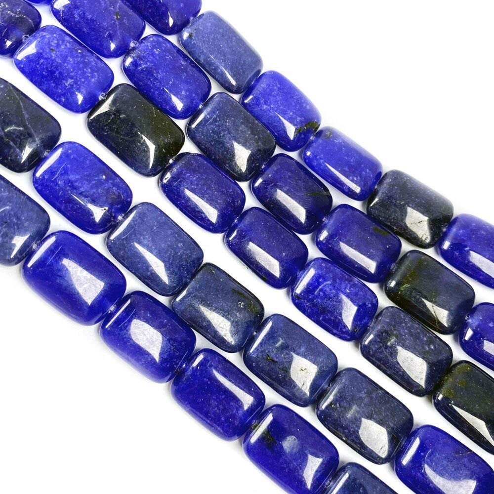 22pcs Square Natural Stone Bead Crazy Agates Bracelet Necklace Jewelry for DIY Jewelry Birthday Size 13x18mm - (Color: Addcolo Lapis Lazuli)