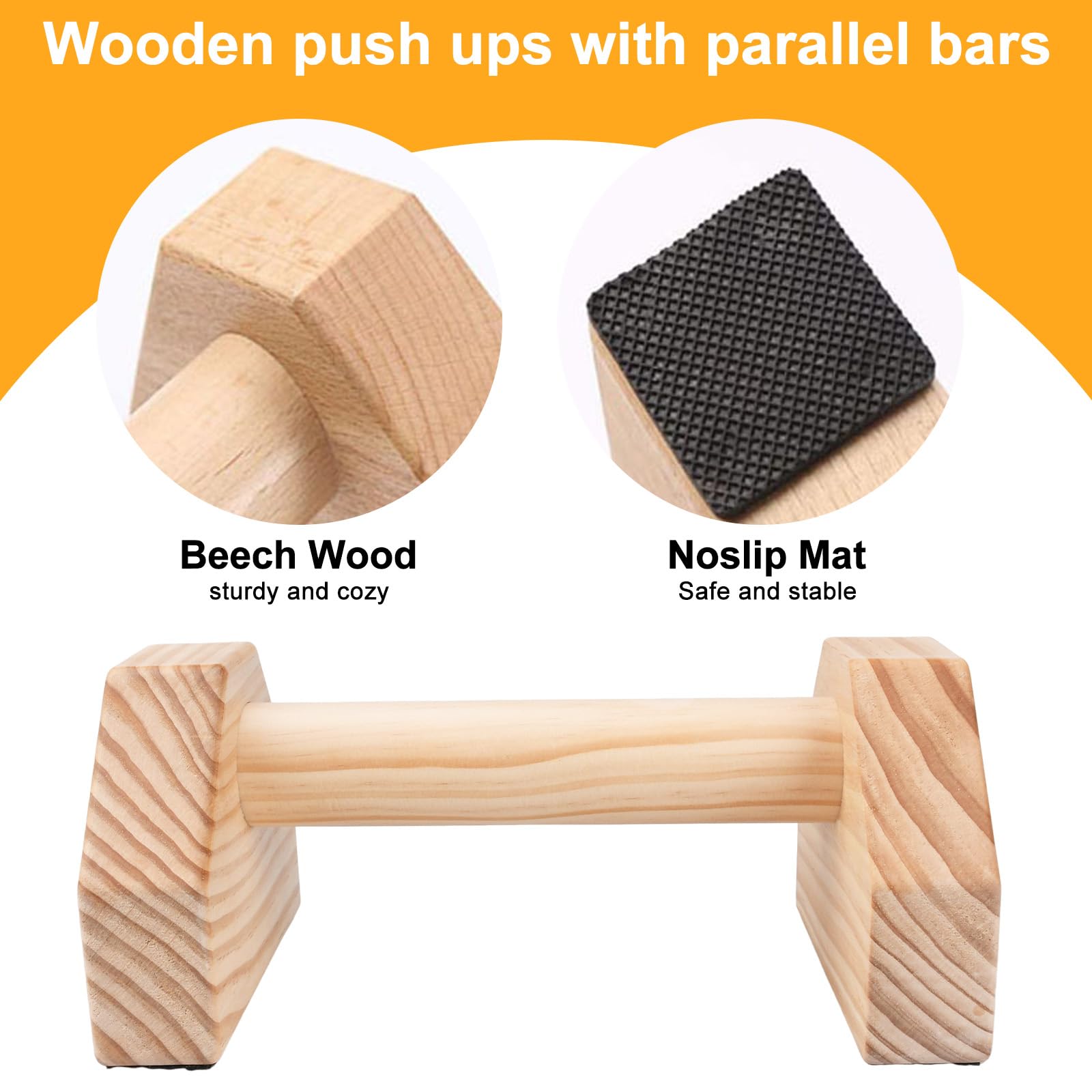 JOYBOY Parallele Calisthenics,Maniglie Push up Bar,Barre Parallele da Palestra,Maniglie per Flessioni in Legno,Maniglies per Flessioni a Terra,Parallette in Legno per Flessionis e Mini Barre