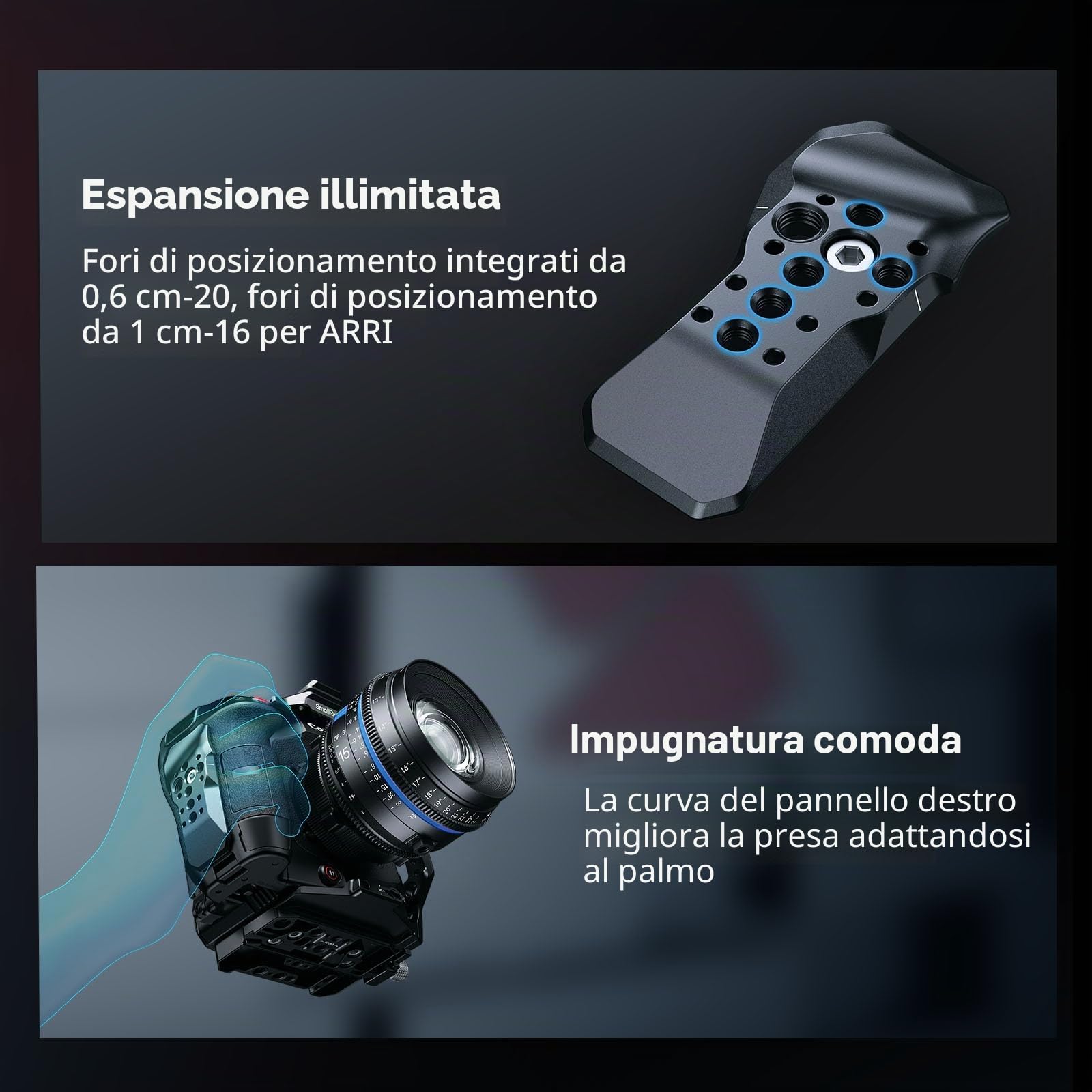 SmallRig Gabbia per Canon C80, design modulare con piastra superiore, piastre laterali, piastra inferiore, guida NATO, fermacavo per HDMI, con attacco a scarpa fredda, foro filettato da 1/4"-20 e 3/8