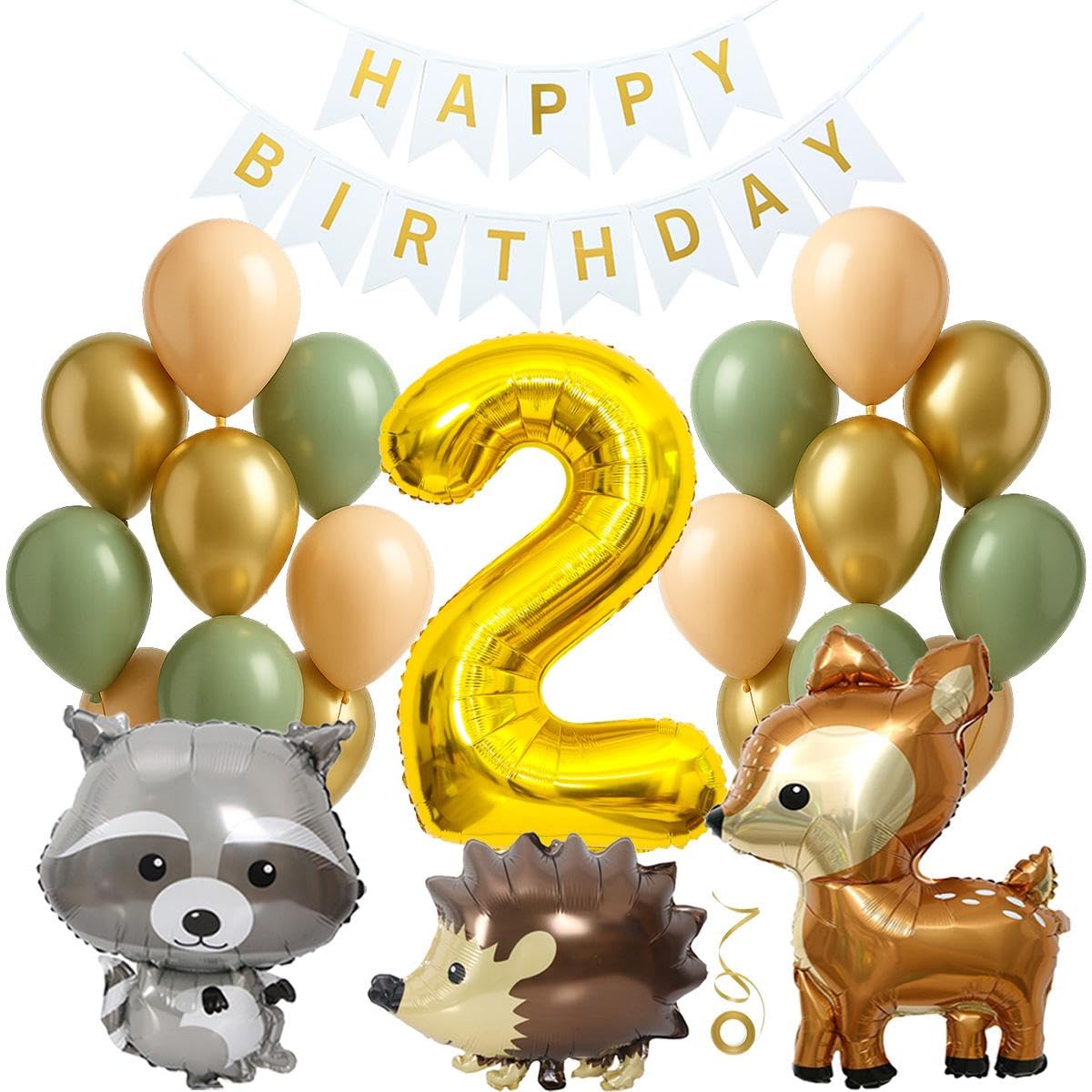 Jxuzh 24pc Jungle Animal Balloons & Decorations - Green, Number, Letter, Reusable - 2nd Birthday, Anniversary - Boys, Girls, Unisex - Children's Department