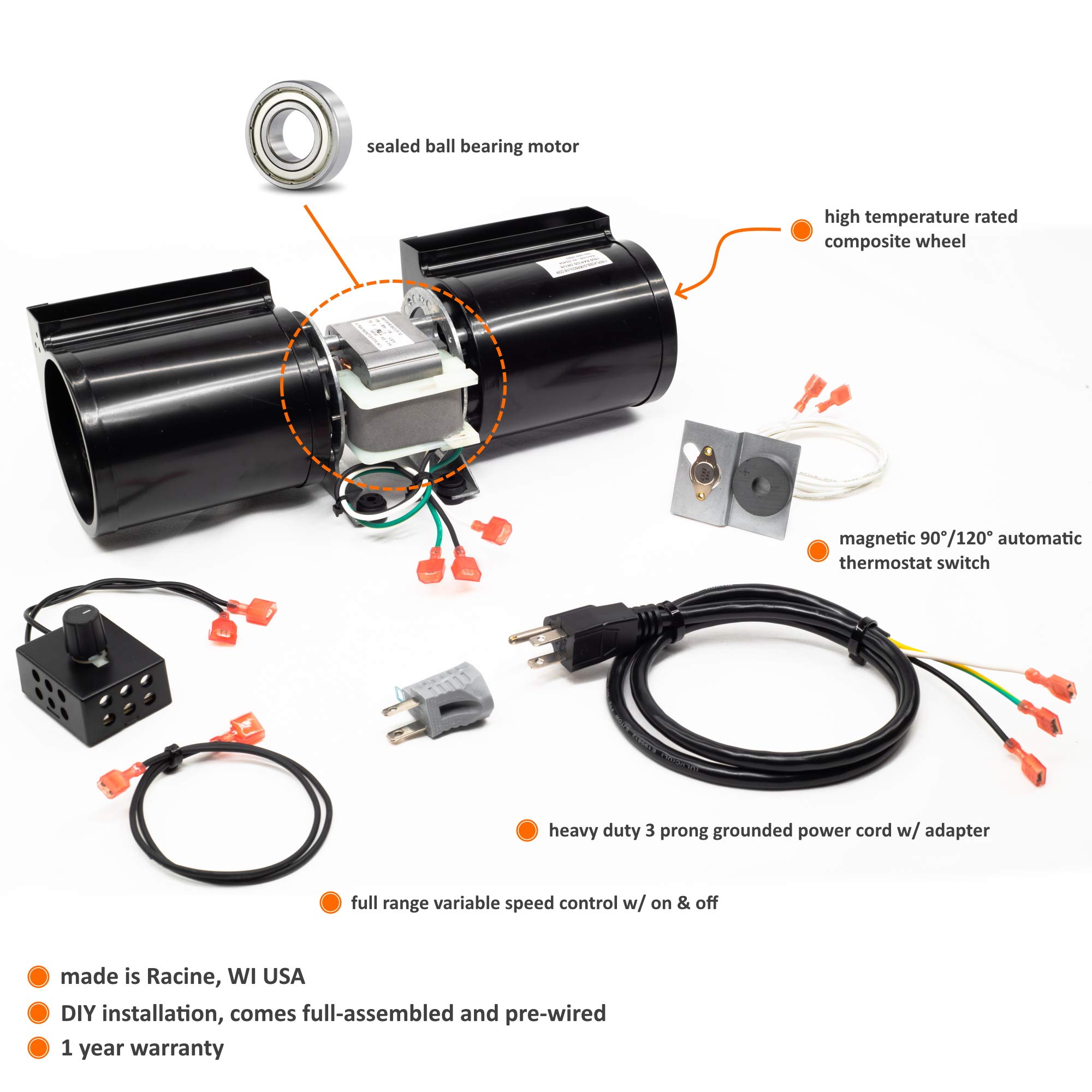 Amazon.com: FireplaceBlowersOnline GFK-160 Fireplace Blower Kit for Heat N  Glo, Hearth and Home, Quadra Fire, GTI, Fasco, Regency, Royal, Jakel,  Nordica, Rotom | Ball Bearing, Quiet, High Air Flow : Home u0026
