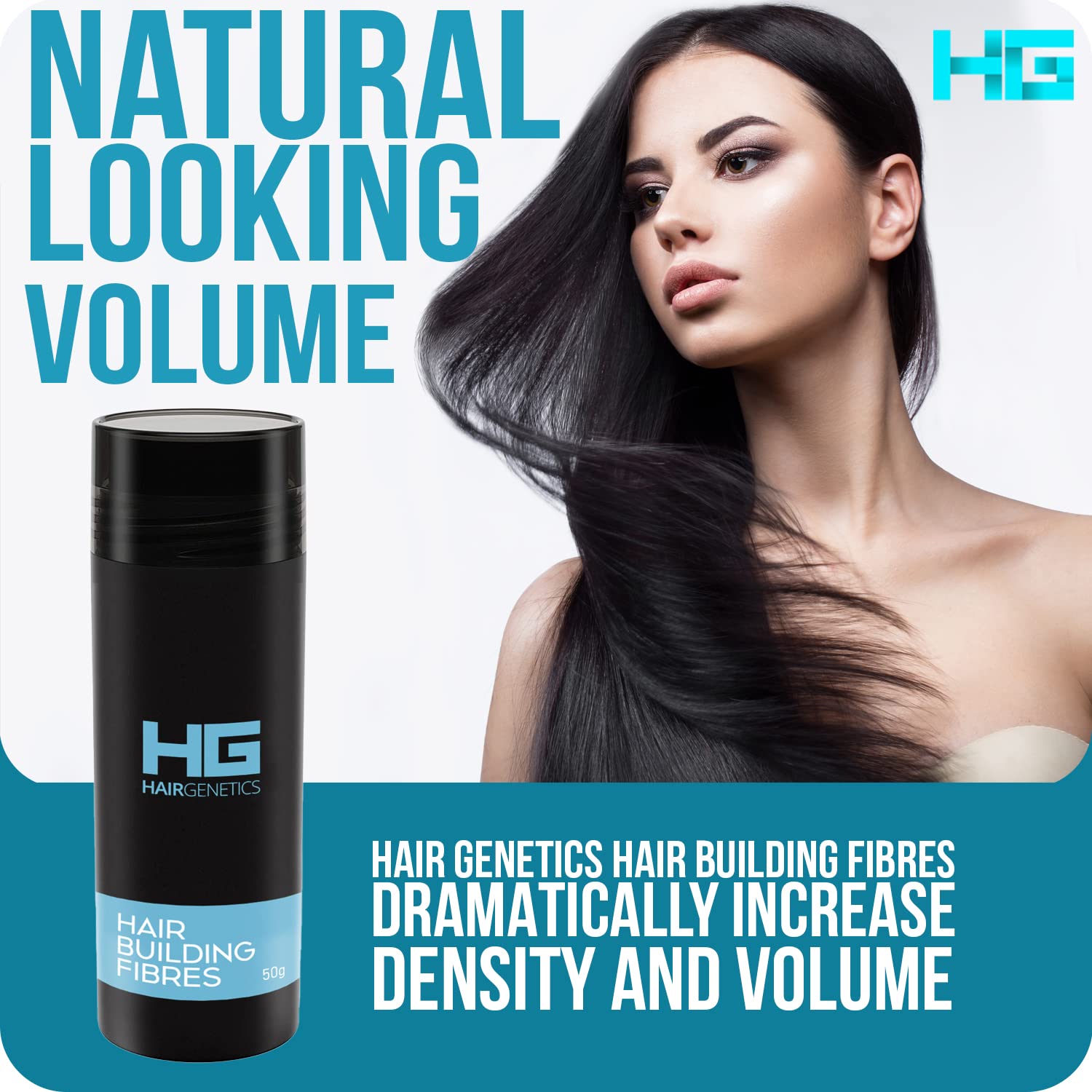 Hair Genetics Hair Fibres for Hair Loss Cover Thin Hair & Bald Spots- Hair Fibre for Thick Hairs- Fibers for Men and Women for Hair Loss (Black 50g) - Image 2