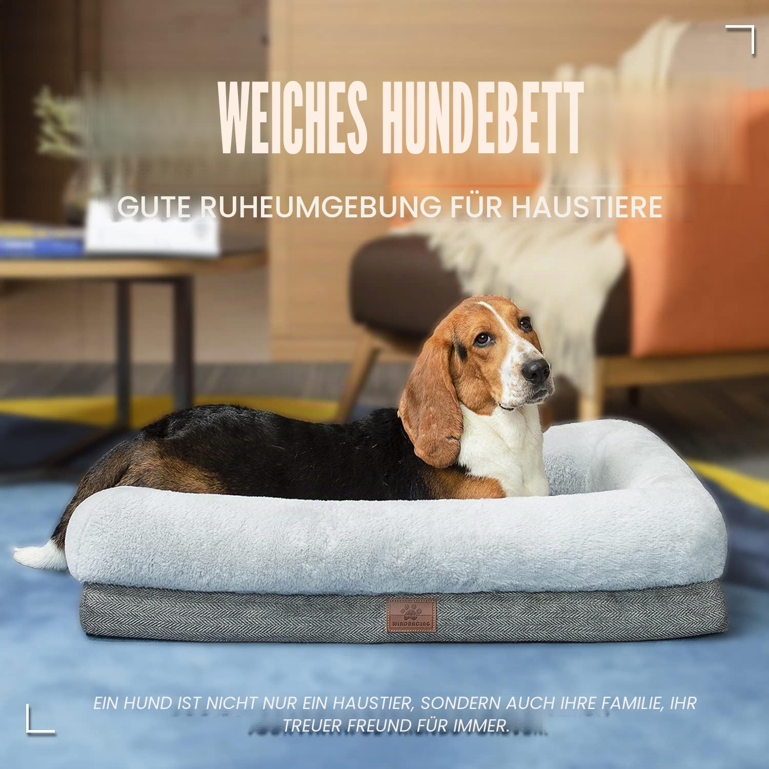 Orthopädisches Hundebett für große Hunde und mittelgroße Hunde, Hundesofa mit wasserdichtem Futter und abnehmbarem, waschbarem Bezug, Hundematte für Kisten und Couch, Welpenbett, Haustierbett