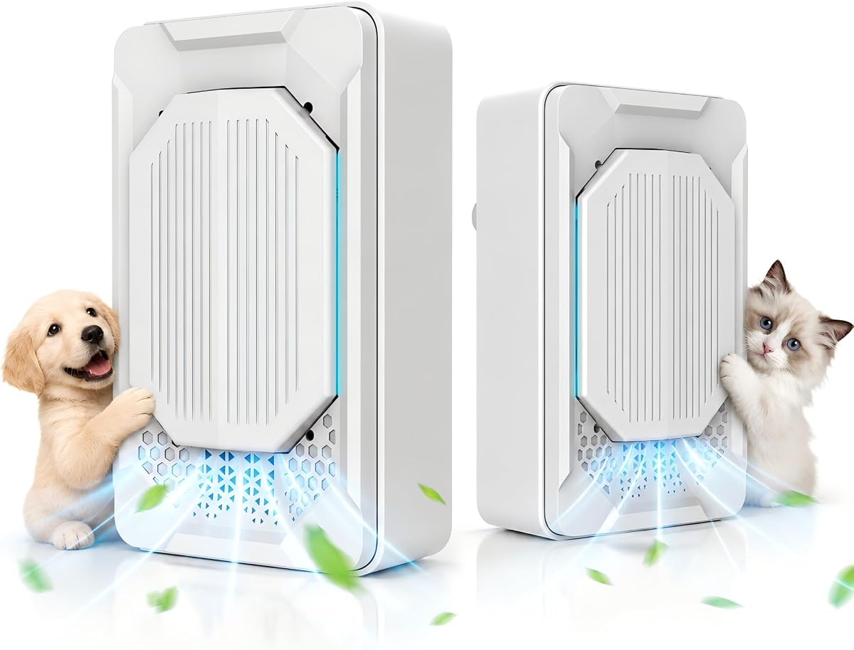 Desodorizador de arena para gatos, eliminador de olores de mascotas para el hogar, purificador de aire, paquete de 2 | Ambientadores enchufables de iones negativos para el hogar, desodorante silencioso para caja de arena sin filtro y eliminador de olores de gatos para el hogar y el dormitorio