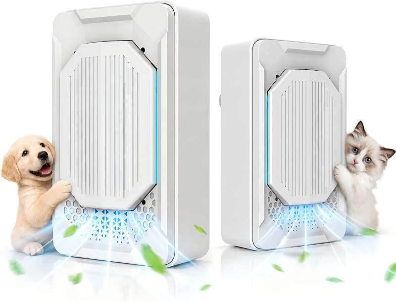 Desodorizador de arena para gatos, eliminador de olores de mascotas para el hogar, purificador de aire, paquete de 2 | Ambientadores enchufables de iones negativos para el hogar, desodorante silencioso para caja de arena sin filtro y eliminador de olores de gatos para el hogar y el dormitorio