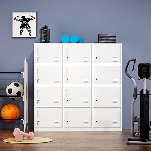 Armario de almacenamiento de metal de 2 puertas, organizador de pie para dormitorio, sala de estar, hogar, hotel, oficina, garaje, cocina (blanco)