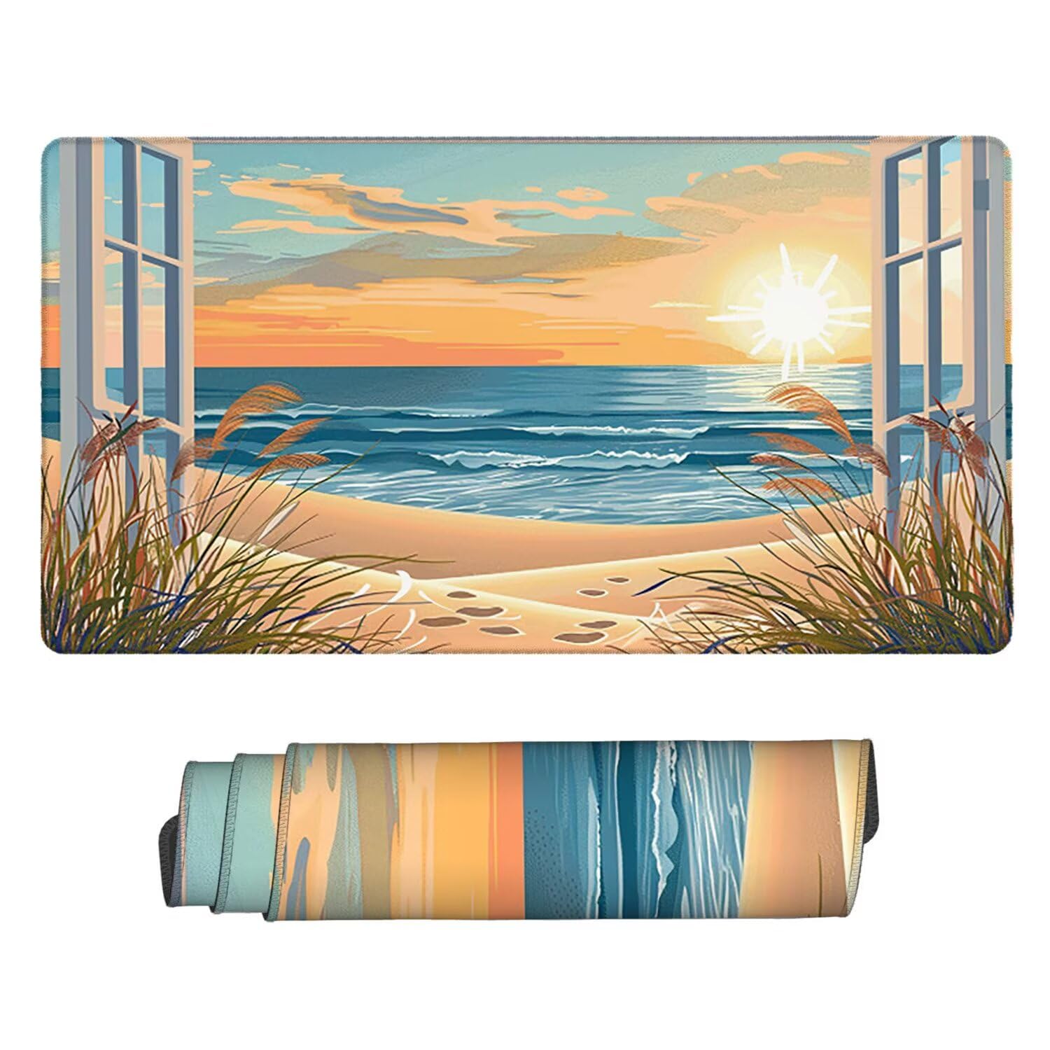 Podkładka pod mysz, podkładka pod mysz do gier na biurko do gier na okna plaża podkładka pod mysz 1200 x 600 mm duża podkładka pod mysz biurkowa biurko, odpowiednia do notebooków i komputerów
