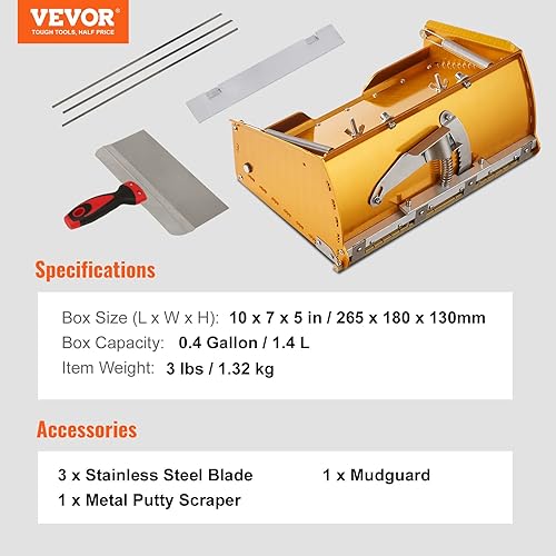 Miniatura 7 de VEVOR Caja plana para paneles de yeso, 10 pulgadas de ancho, limpieza rápida, caja de barro con acabado de aluminio para placas de yeso, cartón,