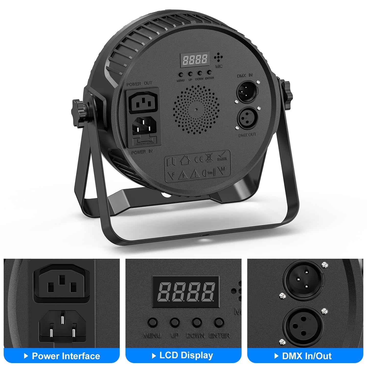 80W RGBW LED par Lights,4-in-1 Uplights Outdoor Stage Lights with 0-100% Dimmer Professional DMX & Remote Control Sound Auto,Stage Uplight for Church Night Club Disco Club Wedding Bar Stage Lights