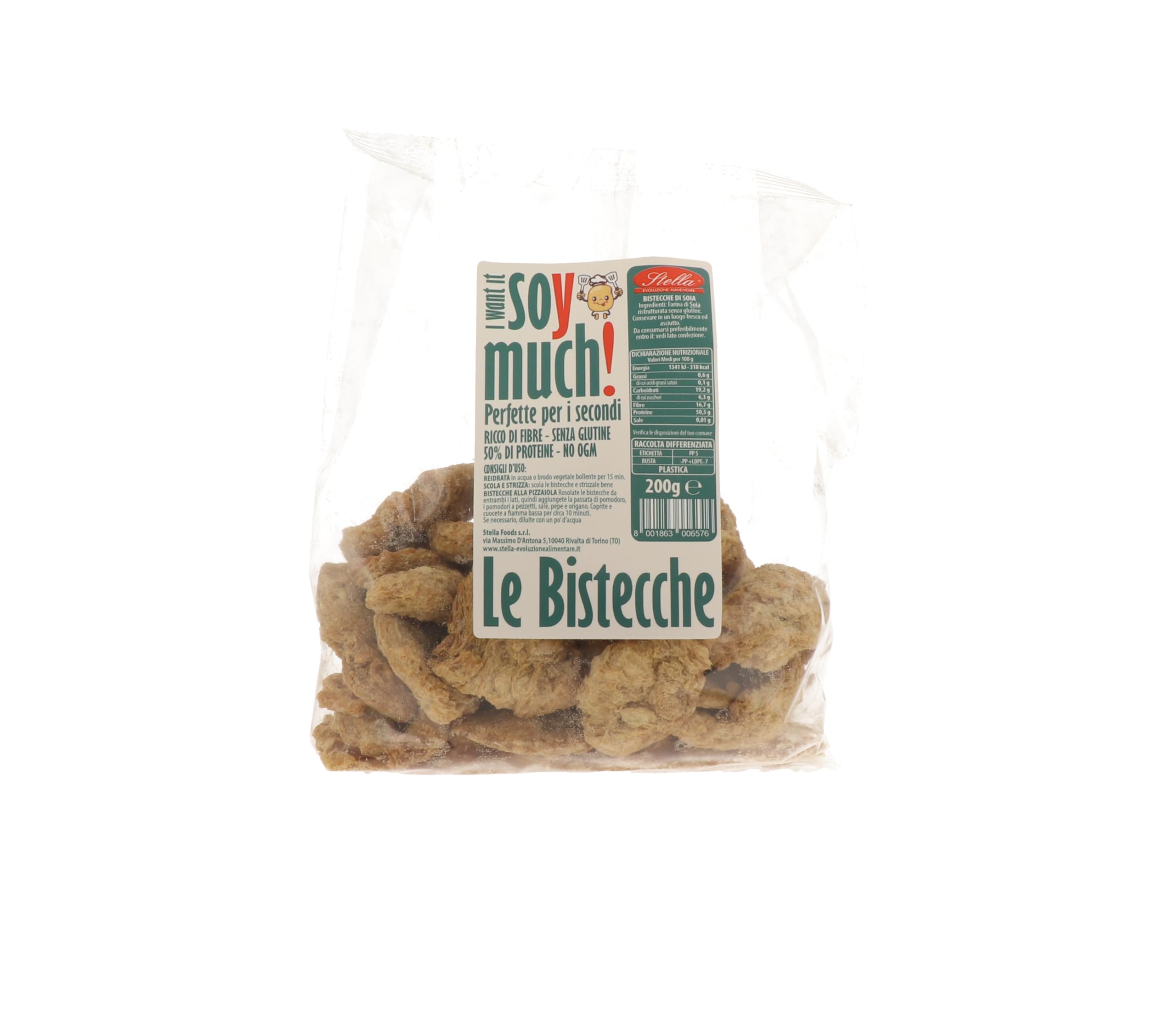 Bistecche di Soia | Stella Foods | 6 x 200g | Dieta Vegana e Vegetariana | Ingrediente per Preparazioni Proteine Vegetali |