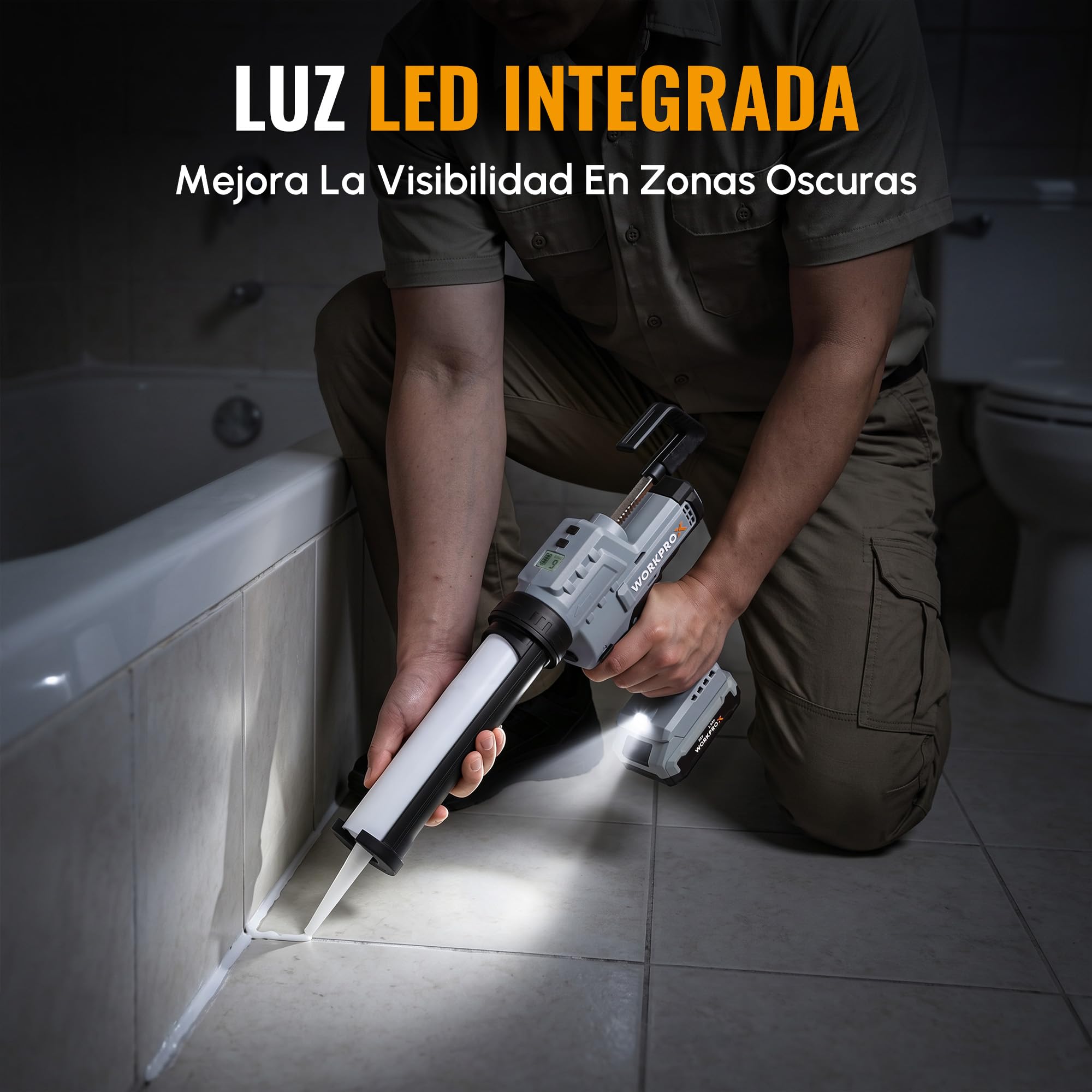 WORKPROX Pistola Silicona Bateria de 20 V con Batería Recargable 2000 mAh