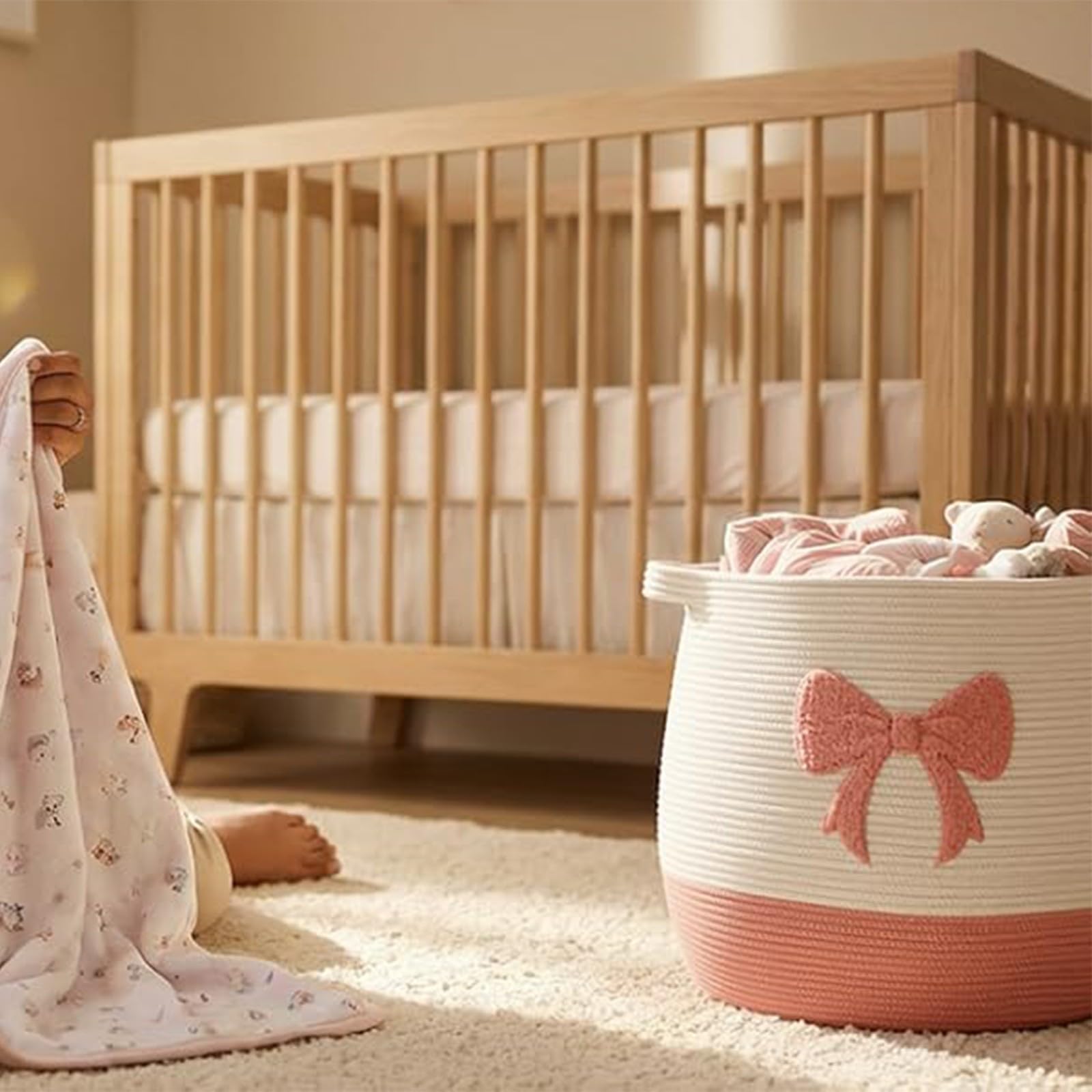 Cesto portaoggetti per giocattoli in corda di cotone intrecciato a mano, cestino per vestiti, pannolini, coperte, camera da letto, armadio
