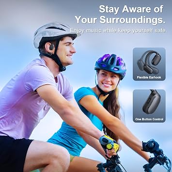 TTQ Open Ear Headphones, Open Ear Earbuds, IPX7 Waterproof, Bluetooth 5.3 True Wireless Sports Over Ear Earbuds with Earhooks, Built-in Mic, Crystal-Clear Calls for Running Workout Cycling Driving