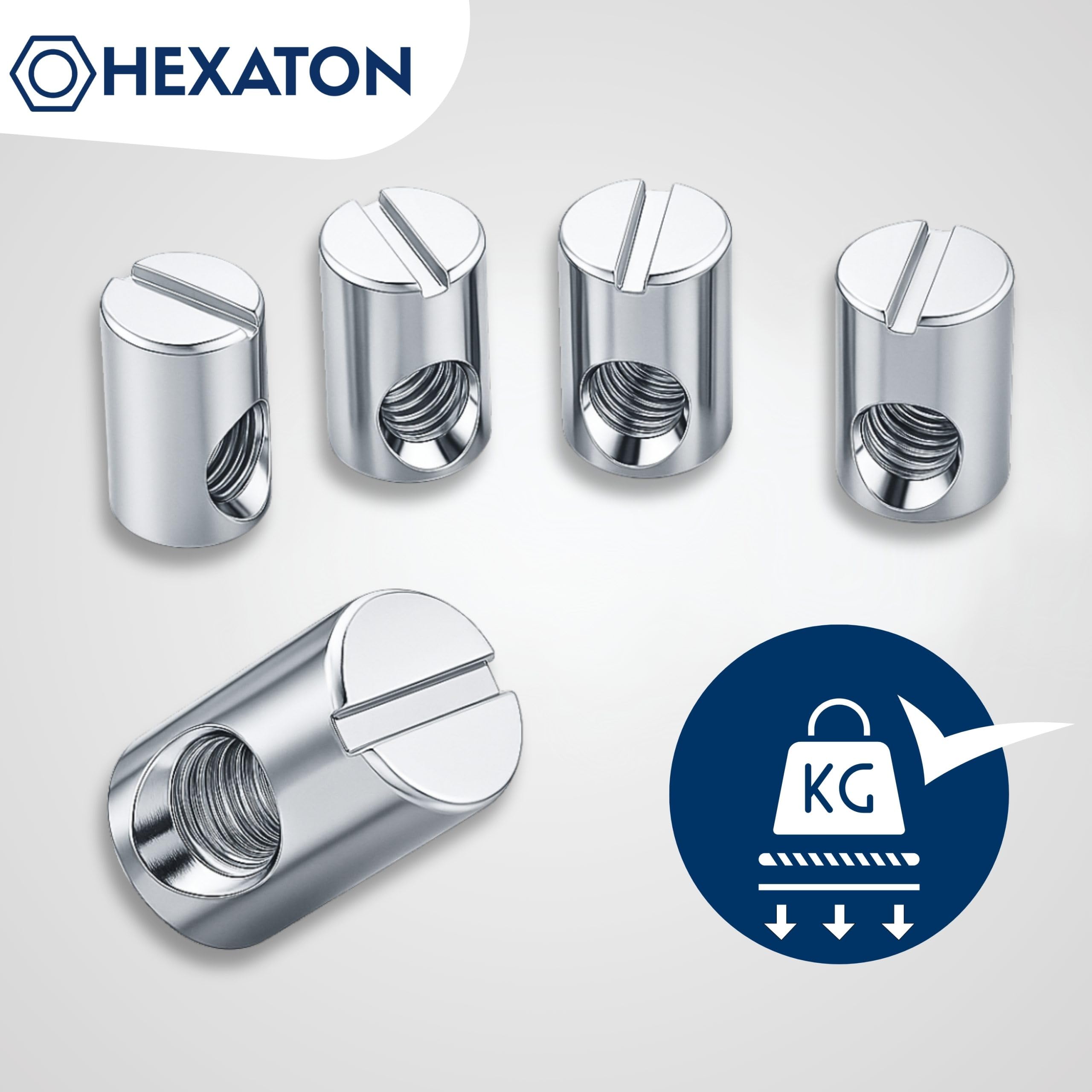 HEXATON Tuercas Pernos de Barril Tuercas Cilíndricas Asimétrica M6 x 10 x 13 mm - 50 Piezas - Acero cincado