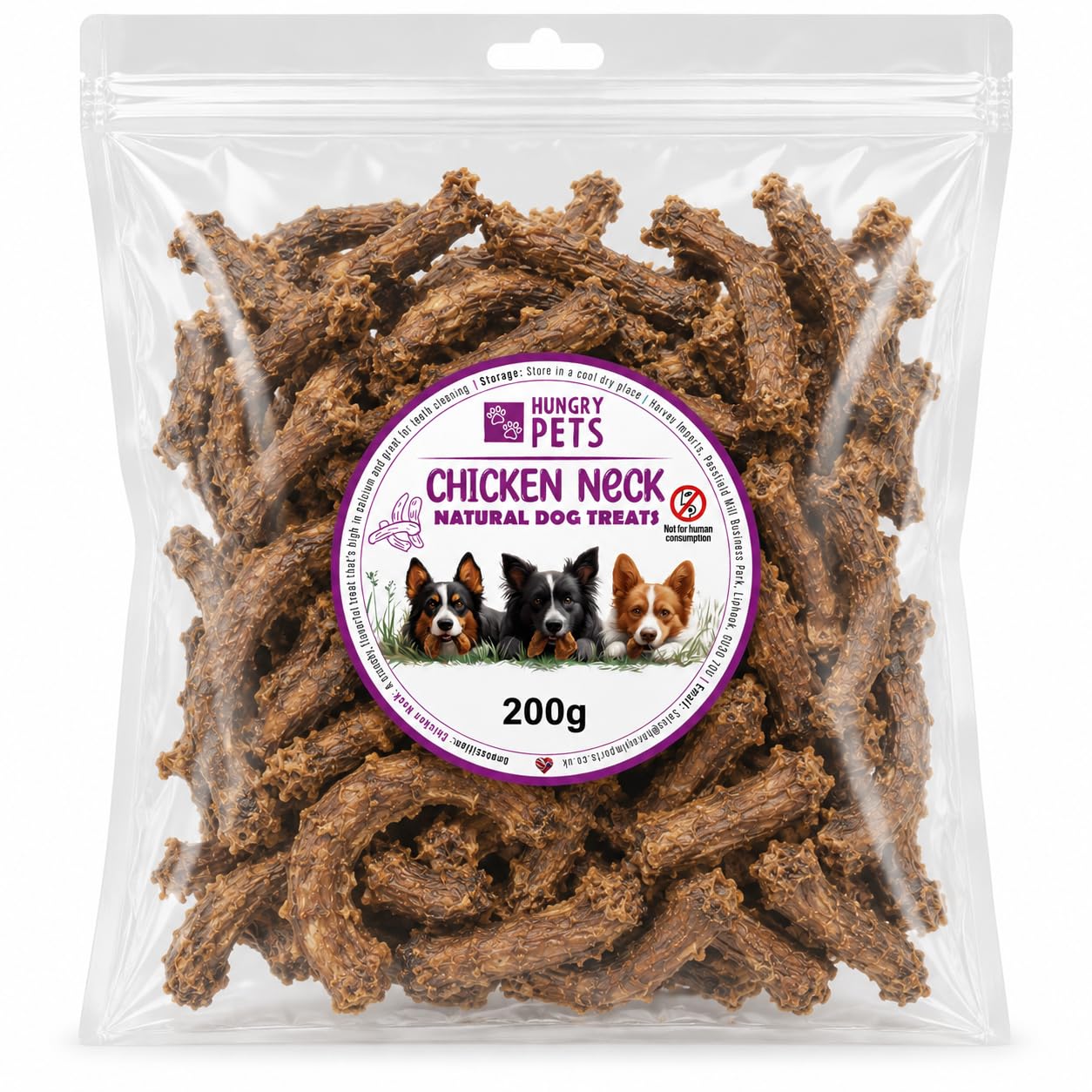 Premium Natural Dog Treat (200g, Chicken Necks)