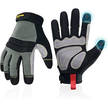 KAYGO Mechanical Work Gloves for Men Abrasion-Resistant Robust Mechanic's Gloves with Touchscreen Faux Leather Palm Protection for DIY Construction Site Gardening Black XL Size 10